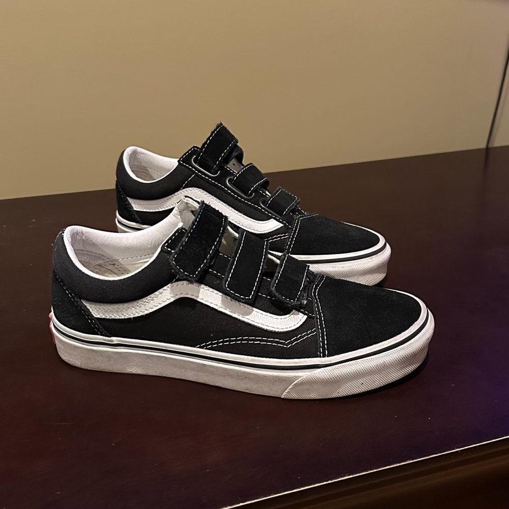 Vans Black and White Velcro Sneakers